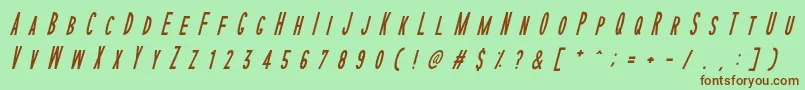 SophisticatedSlimsRegularItalic Font – Brown Fonts on Green Background