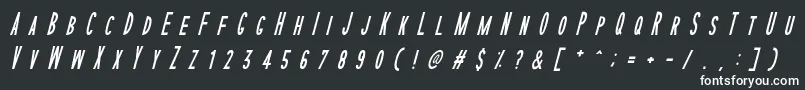 Шрифт SophisticatedSlimsRegularItalic – белые шрифты на чёрном фоне