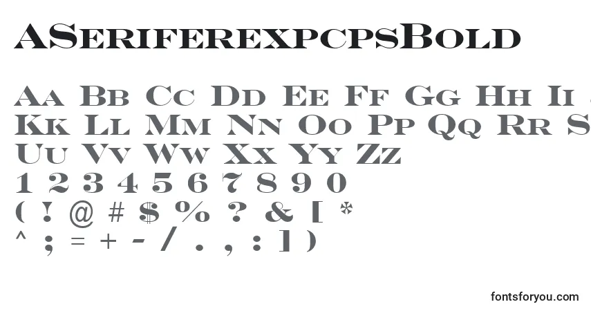 Шрифт ASeriferexpcpsBold – алфавит, цифры, специальные символы