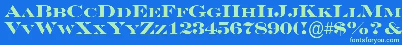 ASeriferexpcpsBold Font – Green Fonts on Blue Background