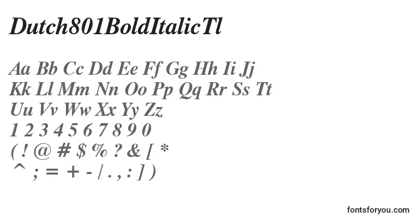 Dutch801BoldItalicTlフォント–アルファベット、数字、特殊文字