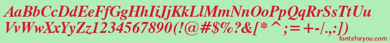 Dutch801BoldItalicTl Font – Red Fonts on Green Background