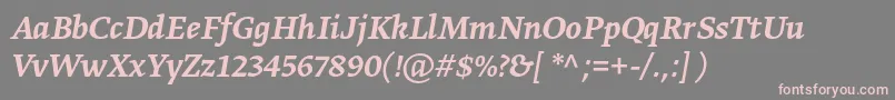 Шрифт GretatextproMediumitalic – розовые шрифты на сером фоне
