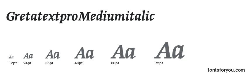 Größen der Schriftart GretatextproMediumitalic