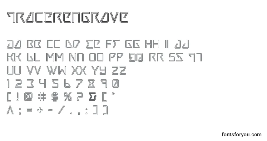 Schriftart Tracerengrave – Alphabet, Zahlen, spezielle Symbole