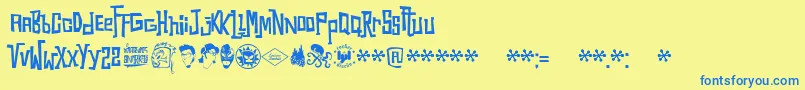 Snorks Font – Blue Fonts on Yellow Background