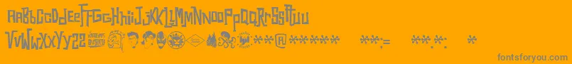 Snorks-Schriftart – Graue Schriften auf orangefarbenem Hintergrund