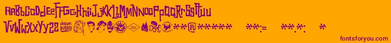 Snorks-Schriftart – Violette Schriften auf orangefarbenem Hintergrund