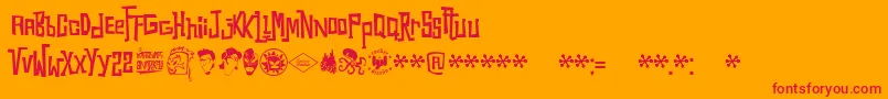 Snorks-Schriftart – Rote Schriften auf orangefarbenem Hintergrund