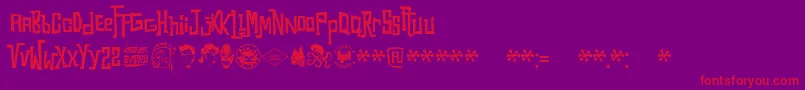 Snorks-Schriftart – Rote Schriften auf violettem Hintergrund