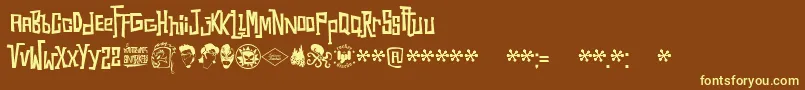Шрифт Snorks – жёлтые шрифты на коричневом фоне