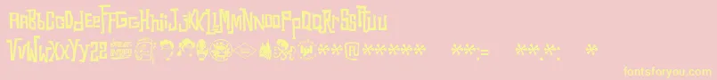 Snorks-Schriftart – Gelbe Schriften auf rosa Hintergrund