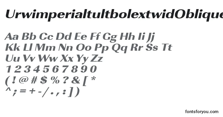 A fonte UrwimperialtultbolextwidOblique – alfabeto, números, caracteres especiais