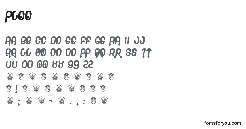Schriftart Plee – Alphabet, Zahlen, spezielle Symbole