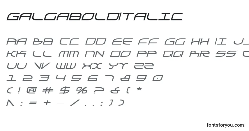 Police GalgaboldItalic - Alphabet, Chiffres, Caractères Spéciaux