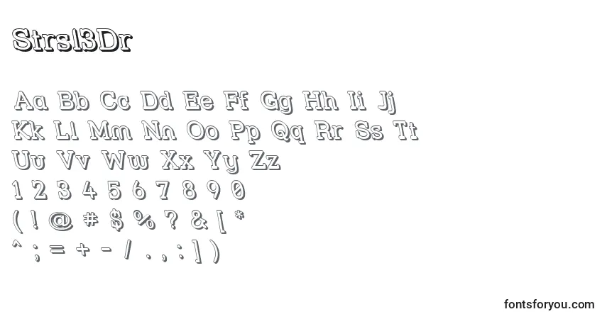 Czcionka Strsl3Dr – alfabet, cyfry, specjalne znaki