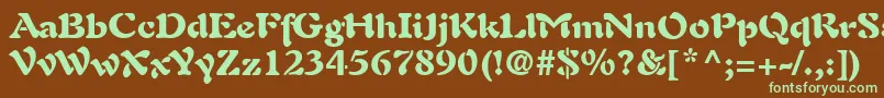 AuriolLtBlack-fontti – vihreät fontit ruskealla taustalla