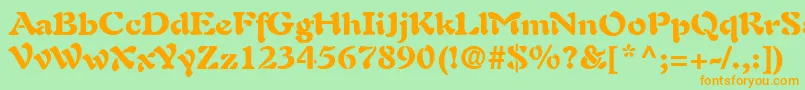 フォントAuriolLtBlack – オレンジの文字が緑の背景にあります。