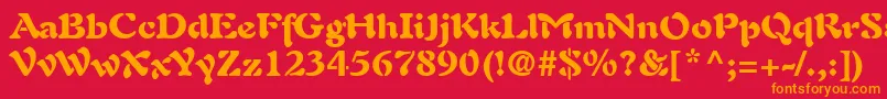 フォントAuriolLtBlack – 赤い背景にオレンジの文字