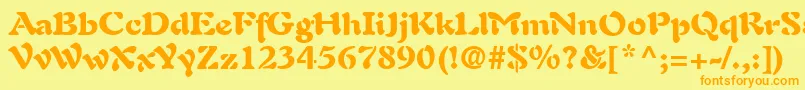 フォントAuriolLtBlack – オレンジの文字が黄色の背景にあります。