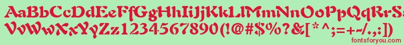 AuriolLtBlack-fontti – punaiset fontit vihreällä taustalla