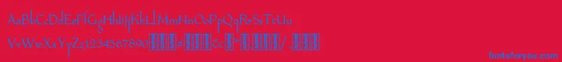 LongaibericaDemo-Schriftart – Blaue Schriften auf rotem Hintergrund