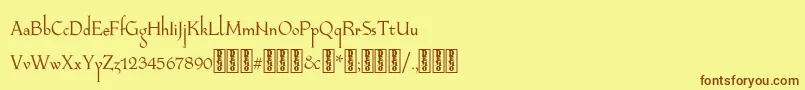 フォントLongaibericaDemo – 茶色の文字が黄色の背景にあります。