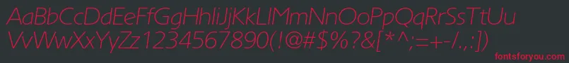 TornadothincItalic Font – Red Fonts on Black Background
