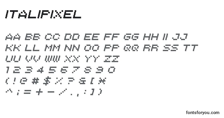 Schriftart Italipixel – Alphabet, Zahlen, spezielle Symbole