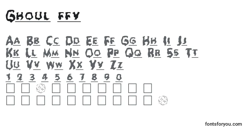 A fonte Ghoul ffy – alfabeto, números, caracteres especiais