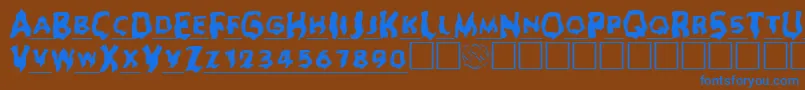 Ghoul ffy-Schriftart – Blaue Schriften auf braunem Hintergrund