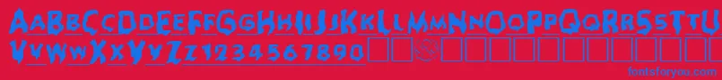 Ghoul ffy-Schriftart – Blaue Schriften auf rotem Hintergrund