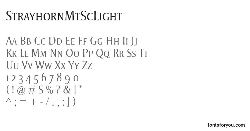 Шрифт StrayhornMtScLight – алфавит, цифры, специальные символы