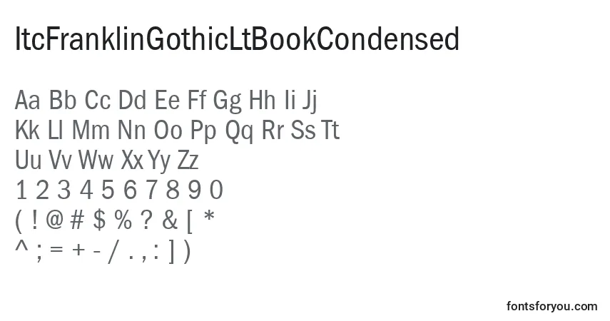 A fonte ItcFranklinGothicLtBookCondensed – alfabeto, números, caracteres especiais