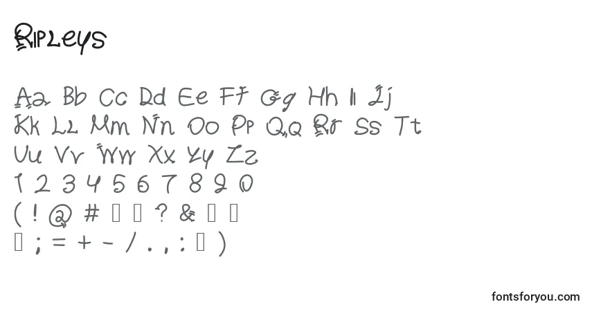 Schriftart Ripleys – Alphabet, Zahlen, spezielle Symbole