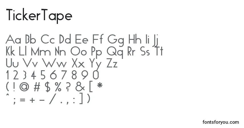 TickerTape-fontti – aakkoset, numerot, erikoismerkit