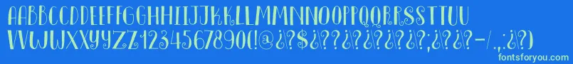 DkInnuendo Font – Green Fonts on Blue Background