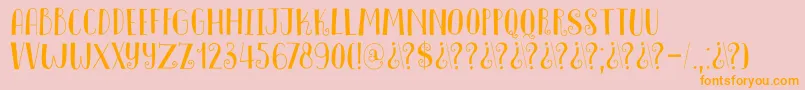 DkInnuendo-Schriftart – Orangefarbene Schriften auf rosa Hintergrund