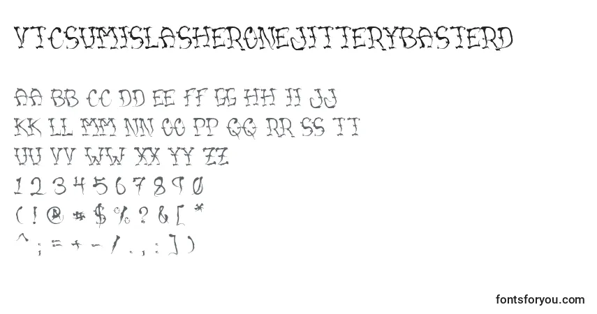 Schriftart VtcSumislasheronejitterybasterd – Alphabet, Zahlen, spezielle Symbole