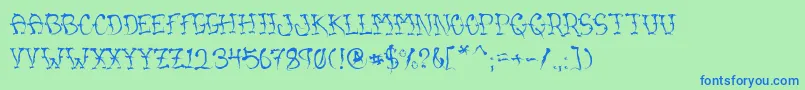 VtcSumislasheronejitterybasterd Font – Blue Fonts on Green Background