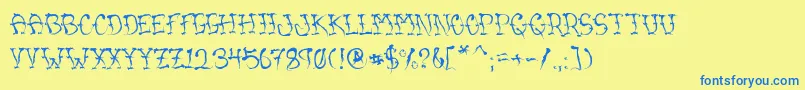 VtcSumislasheronejitterybasterd Font – Blue Fonts on Yellow Background