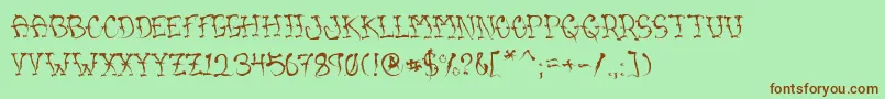 VtcSumislasheronejitterybasterd Font – Brown Fonts on Green Background
