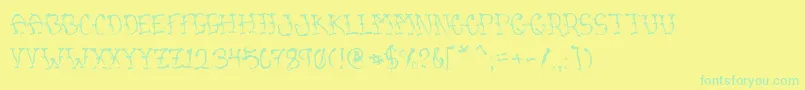 Шрифт VtcSumislasheronejitterybasterd – зелёные шрифты на жёлтом фоне