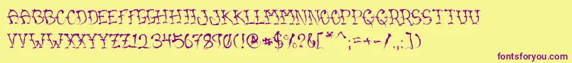 VtcSumislasheronejitterybasterd Font – Purple Fonts on Yellow Background