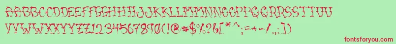VtcSumislasheronejitterybasterd Font – Red Fonts on Green Background