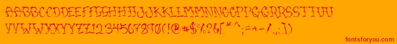 フォントVtcSumislasheronejitterybasterd – オレンジの背景に赤い文字