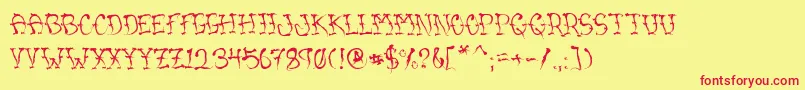 VtcSumislasheronejitterybasterd Font – Red Fonts on Yellow Background