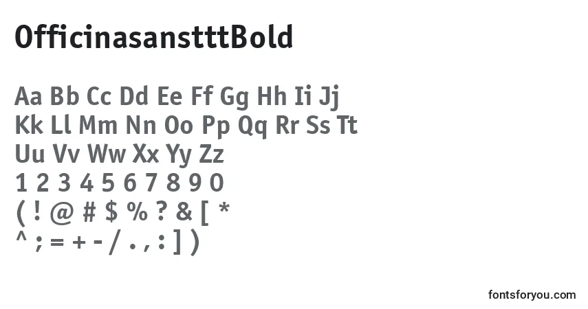 A fonte OfficinasanstttBold – alfabeto, números, caracteres especiais