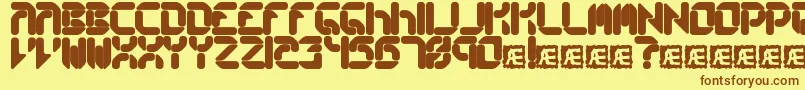 フォントCollectiveRsBrk – 茶色の文字が黄色の背景にあります。