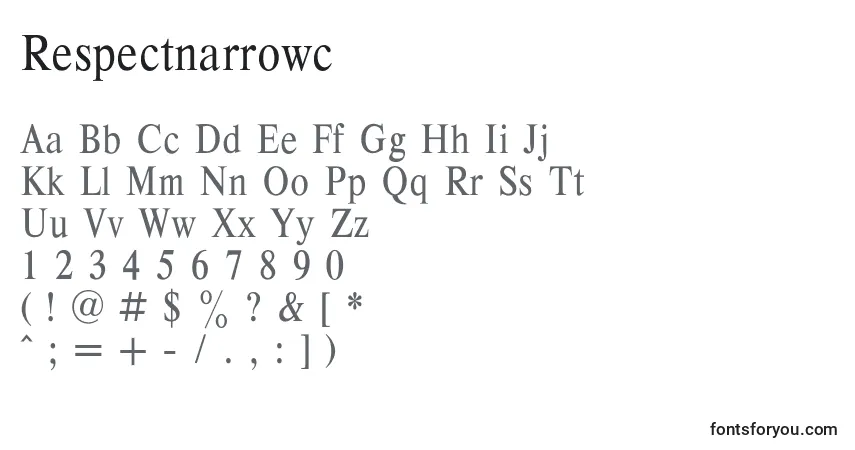 A fonte Respectnarrowc – alfabeto, números, caracteres especiais